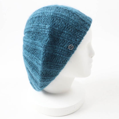 Gucci 331985 Mohair Silk Interlocking Ghardware Knit Beret/knit Cap Blue Silver