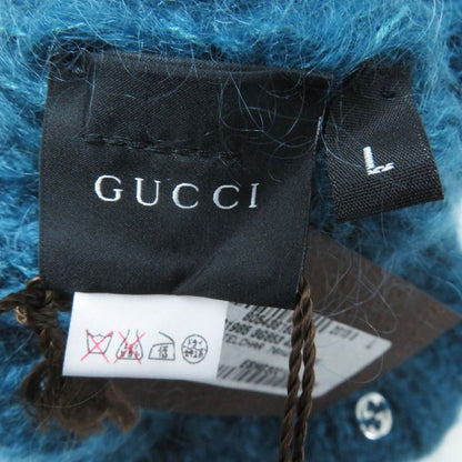 Gucci 331985 Mohair Silk Interlocking Ghardware Knit Beret/knit Cap Blue Silver