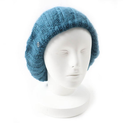 Gucci 331985 Mohair Silk Interlocking Ghardware Knit Beret/knit Cap Blue Silver