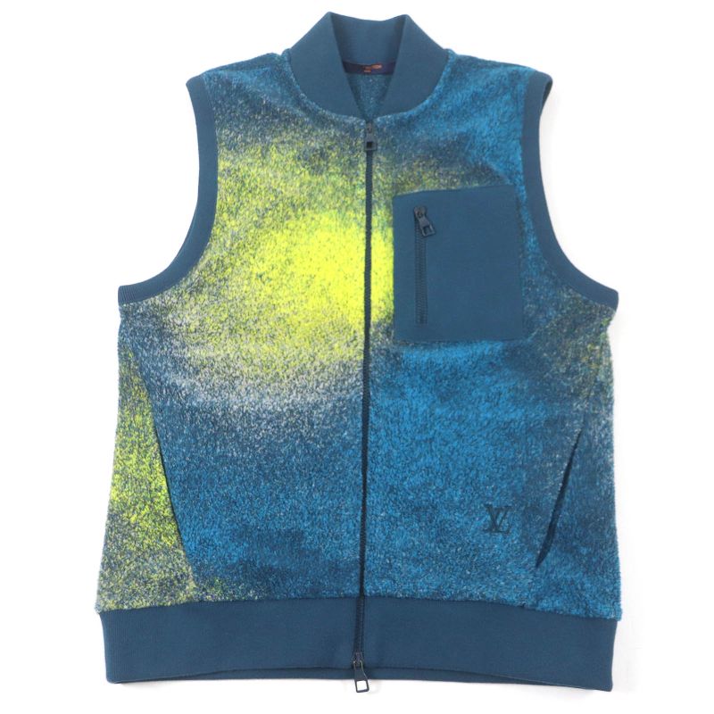 Louis Vuitton 22AW LV Gradient Logo Embroidery Zip-up Fleece Vest Gilet Blue