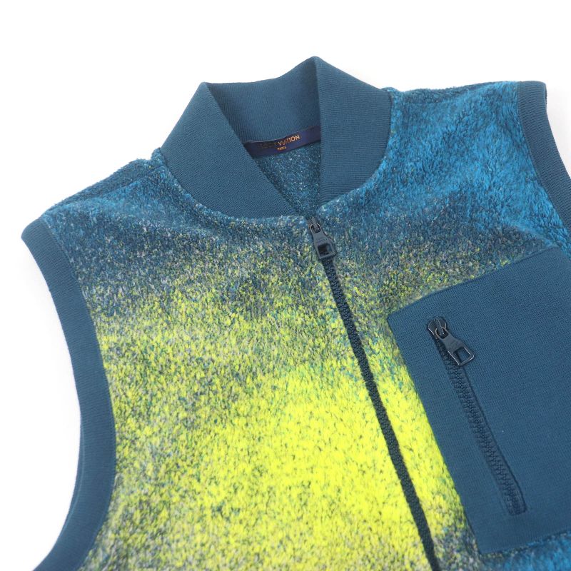Louis Vuitton 22AW LV Gradient Logo Embroidery Zip-up Fleece Vest Gilet Blue