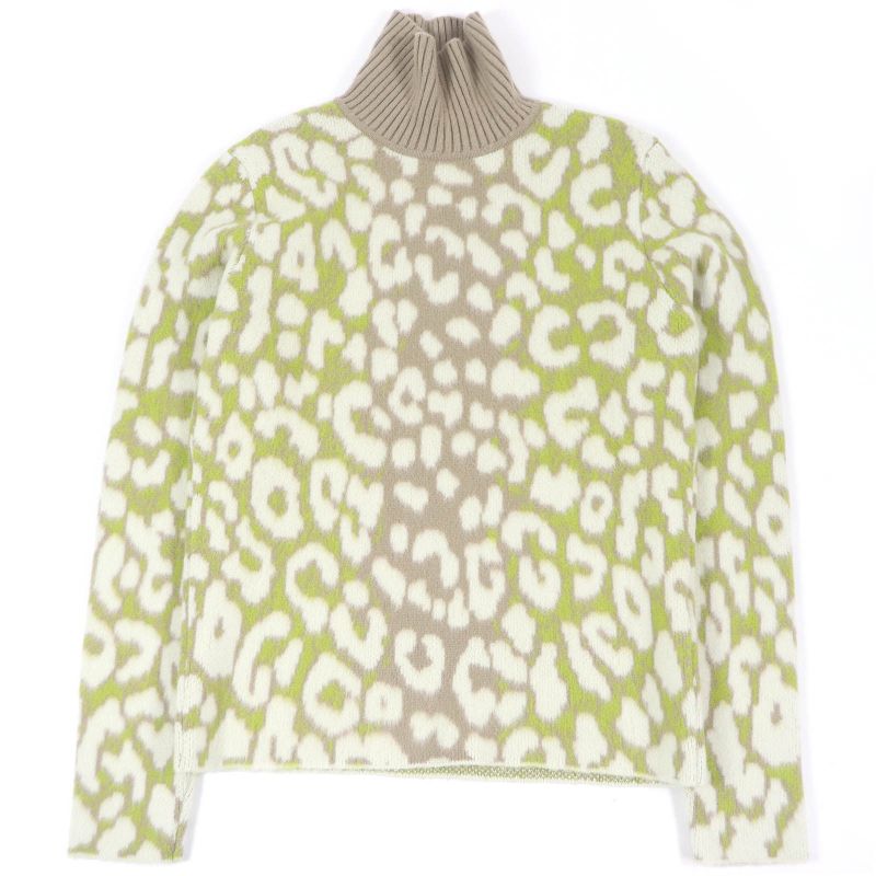 DIOR Homme 213m638at426 100% Cashmere Leopard Pattern High Neck Knit Sweater