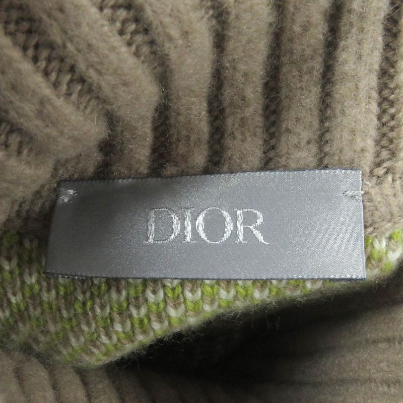 DIOR Homme 213m638at426 100% Cashmere Leopard Pattern High Neck Knit Sweater