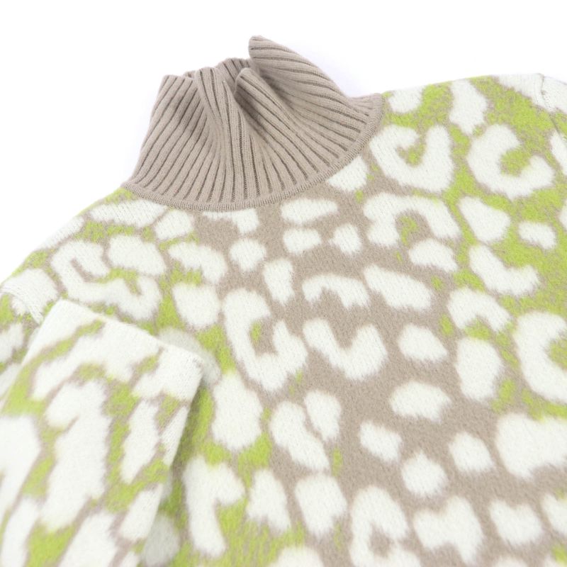 DIOR Homme 213m638at426 100% Cashmere Leopard Pattern High Neck Knit Sweater