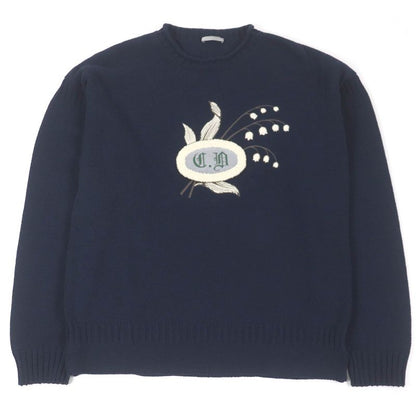 DIOR Homme 24tm634at459 Cotton Tin Embroidery Long Sleeve Knit Sweater Navy M