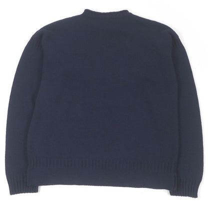 DIOR Homme 24tm634at459 Cotton Tin Embroidery Long Sleeve Knit Sweater Navy M