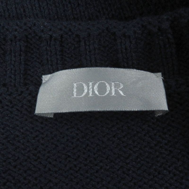 DIOR Homme 24tm634at459 Cotton Tin Embroidery Long Sleeve Knit Sweater Navy M