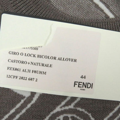 Fendi 2022 Fzx061 100% Wool FF Logo Chain Total Pattern Crew Neck Knit Sweater