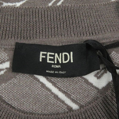 Fendi 2022 Fzx061 100% Wool FF Logo Chain Total Pattern Crew Neck Knit Sweater