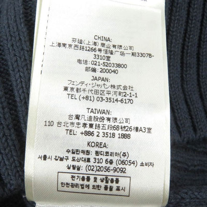 Fendi 2021 Fzx036 Cotton Cashmere FF Logo Pocket Ribbed Knit Sweater Blue Gray