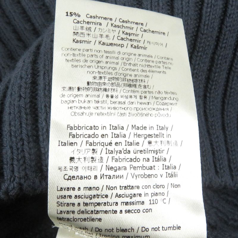 Fendi 2021 Fzx036 Cotton Cashmere FF Logo Pocket Ribbed Knit Sweater Blue Gray