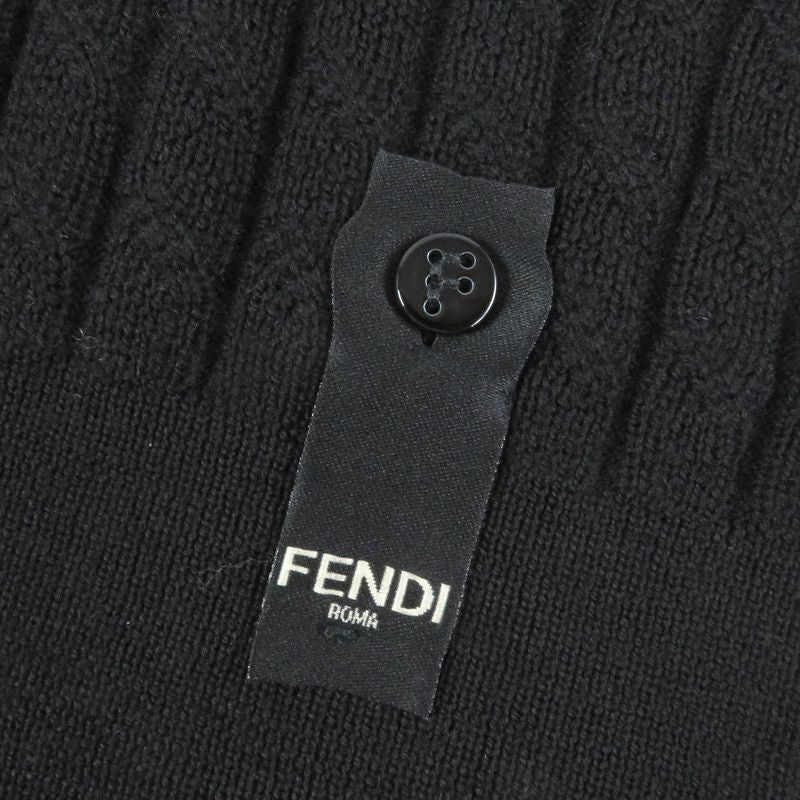 Fendi 2022 Fzx077 100% Wool FF Logo Hardware Cable Knit Sweater Black 46 Made