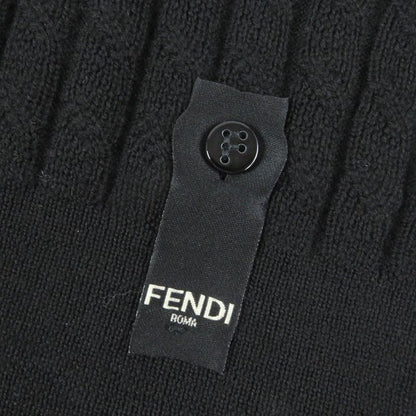 Fendi 2022 Fzx077 100% Wool FF Logo Hardware Cable Knit Sweater Black 46 Made