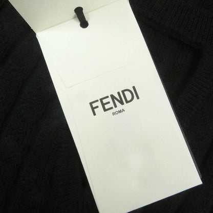 Fendi 2022 Fzx077 100% Wool FF Logo Hardware Cable Knit Sweater Black 46 Made