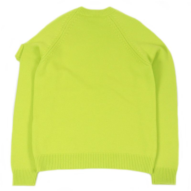 Fendi 2022 Fzx123 100% Wool Crew Neck Knit Sweater With Baguette Bag Lime Green