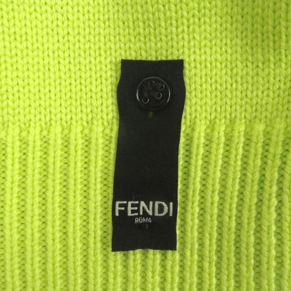 Fendi 2022 Fzx123 100% Wool Crew Neck Knit Sweater With Baguette Bag Lime Green