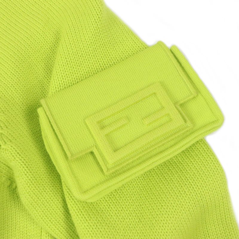 Fendi 2022 Fzx123 100% Wool Crew Neck Knit Sweater With Baguette Bag Lime Green