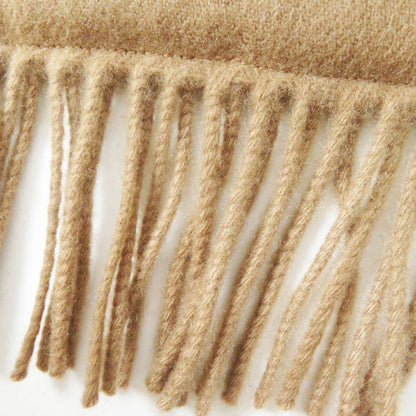 LOEWE 100% Cashmere Anagram Embroidery Fringed Padded Scarf Brown Made In