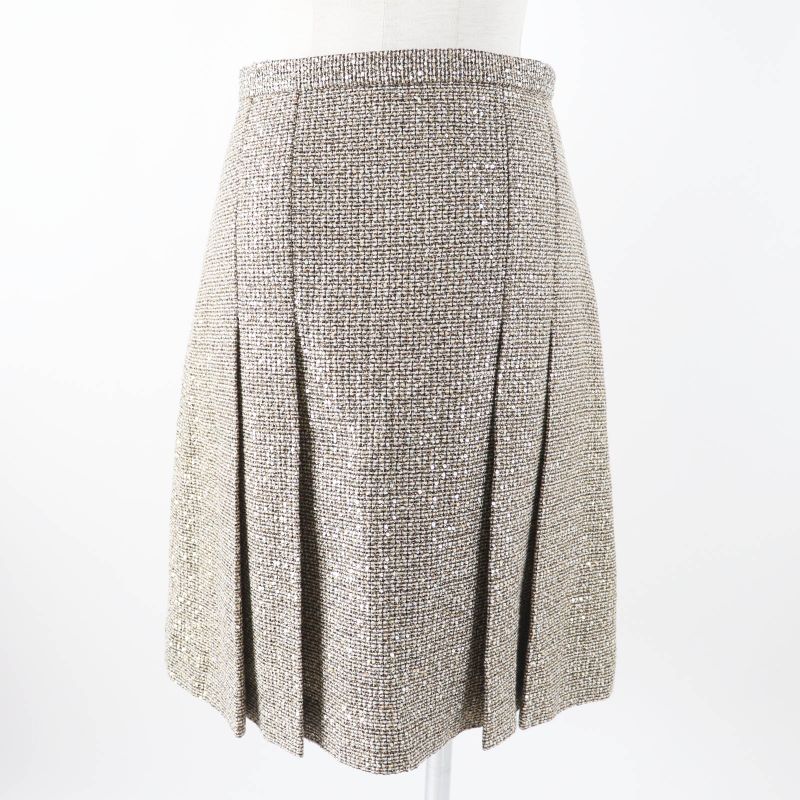 Gucci 545461 All-over Sequin Pleated Skirt Gold Tone 40 Genuine