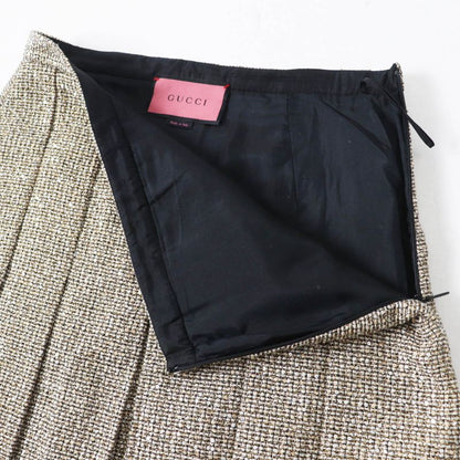 Gucci 545461 All-over Sequin Pleated Skirt Gold Tone 40 Genuine