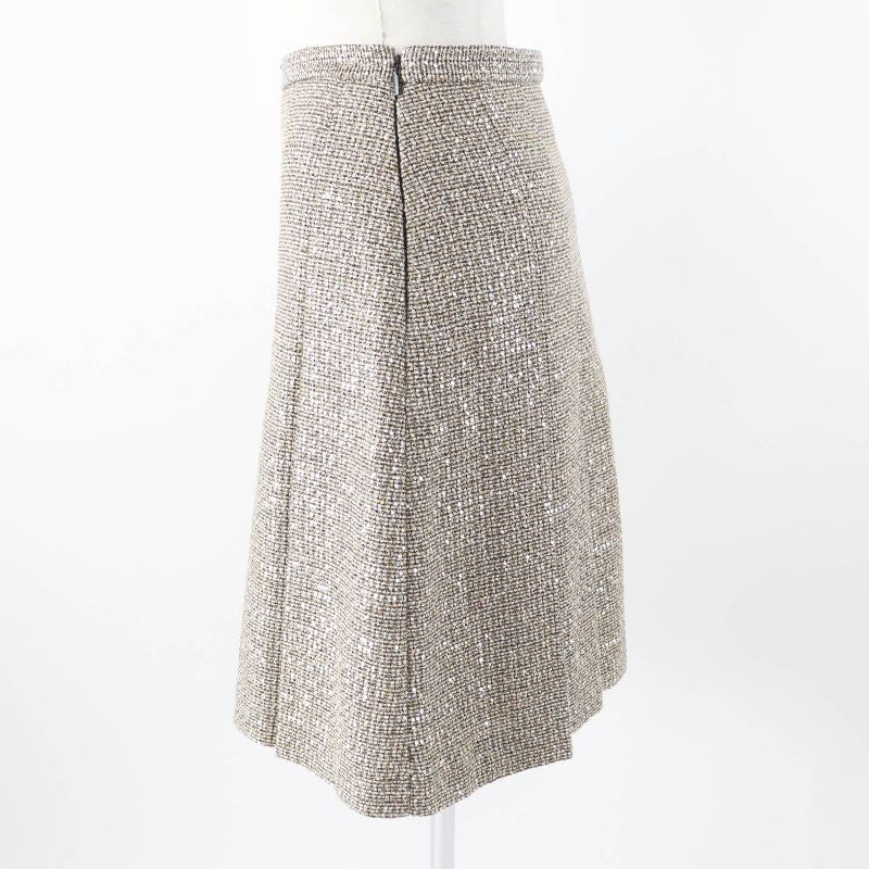 Gucci 545461 All-over Sequin Pleated Skirt Gold Tone 40 Genuine