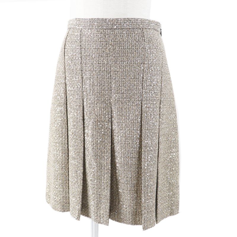 Gucci 545461 All-over Sequin Pleated Skirt Gold Tone 40 Genuine