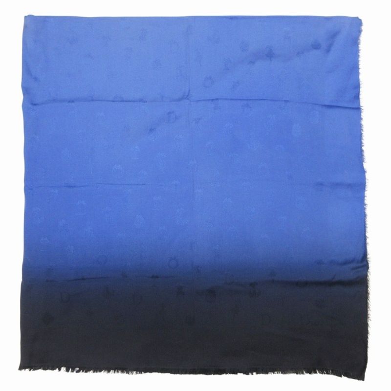 DIOR Jacquard Logo Large Size Stole Silk Shawl Logo Gradient Scarf Feather