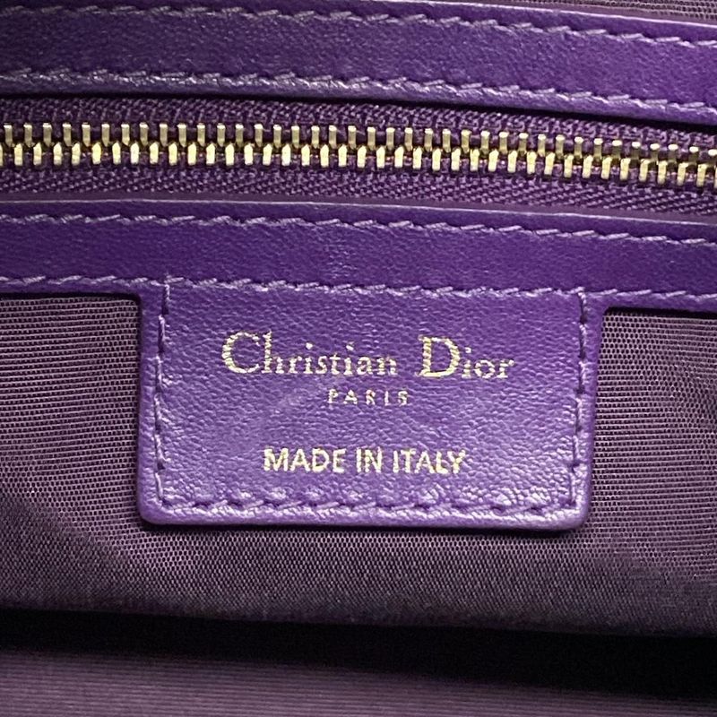 Dior/christian Dior Handbag Granville Purple Mini Boston/gold Hardware Leather