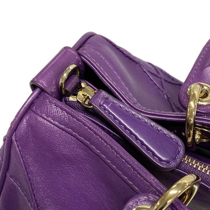 Dior/christian Dior Handbag Granville Purple Mini Boston/gold Hardware Leather