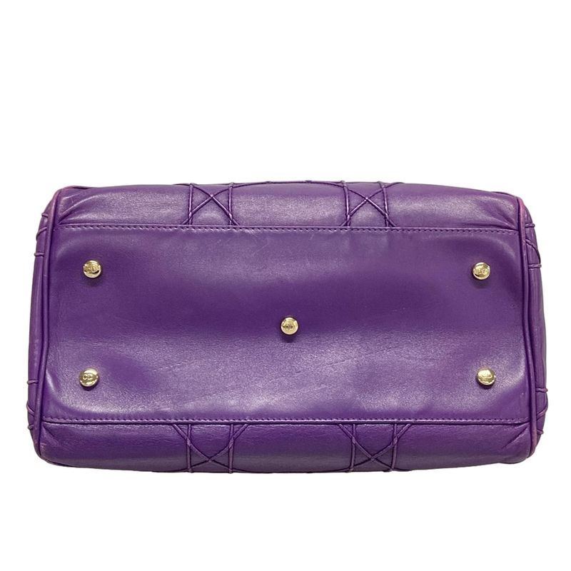 Dior/christian Dior Handbag Granville Purple Mini Boston/gold Hardware Leather