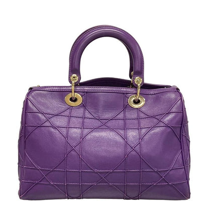 Dior/christian Dior Handbag Granville Purple Mini Boston/gold Hardware Leather