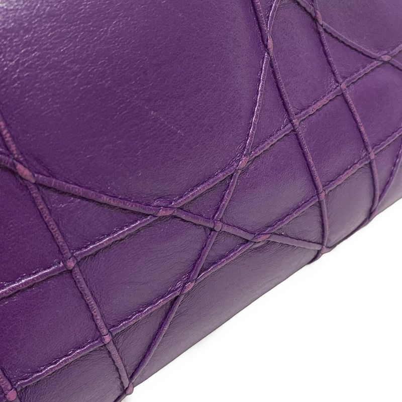 Dior/christian Dior Handbag Granville Purple Mini Boston/gold Hardware Leather