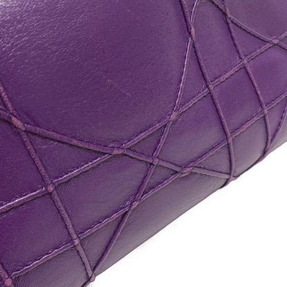 Dior/christian Dior Handbag Granville Purple Mini Boston/gold Hardware Leather