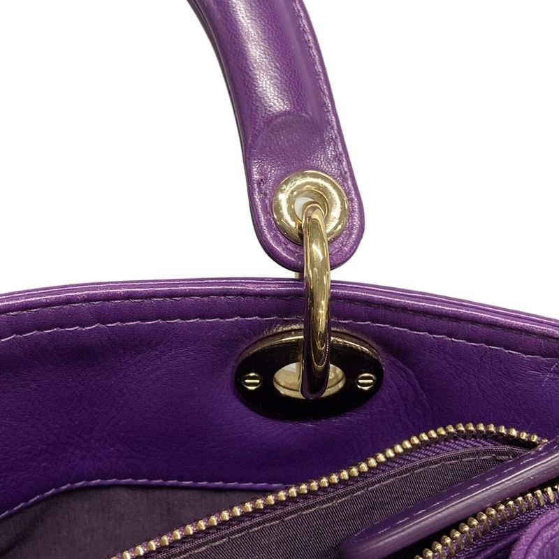 Dior/christian Dior Handbag Granville Purple Mini Boston/gold Hardware Leather