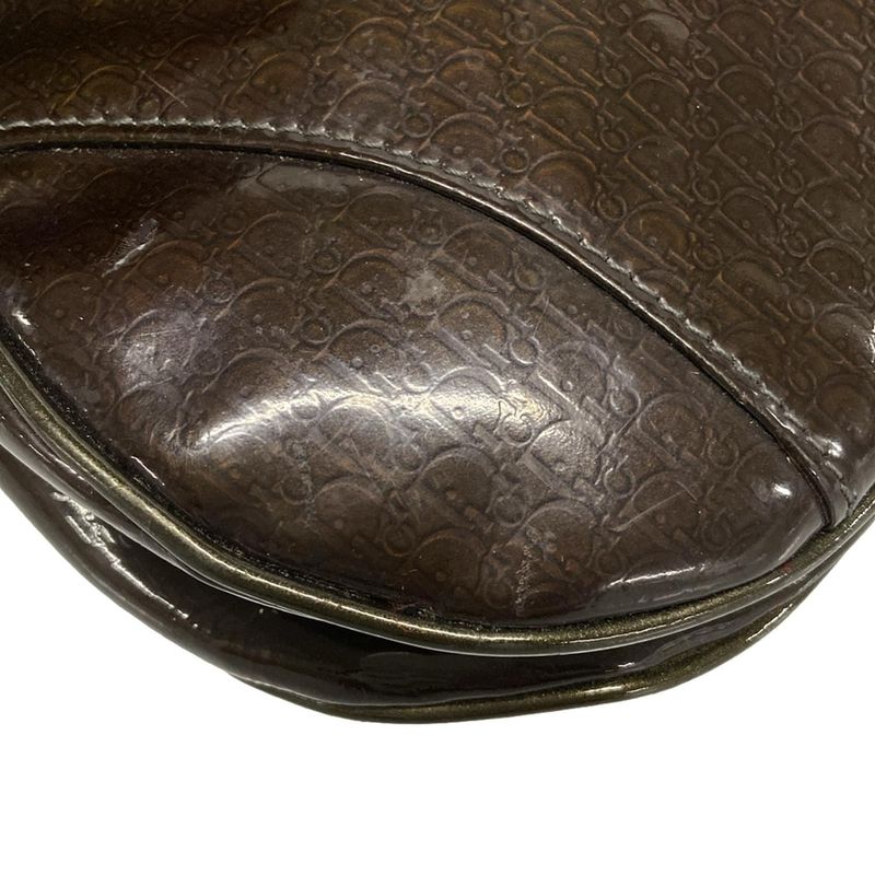 Dior/christian Dior Shoulder Bag Double Saddle Bag Dark Brown And Khaki Gold