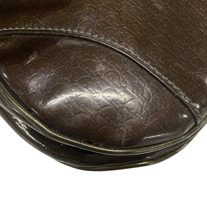 Dior/christian Dior Shoulder Bag Double Saddle Bag Dark Brown And Khaki Gold