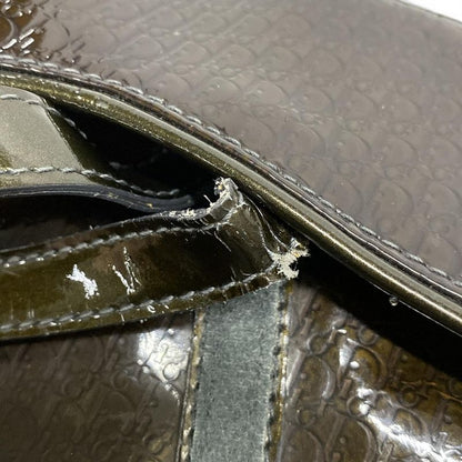 Dior/christian Dior Shoulder Bag Double Saddle Bag Dark Brown And Khaki Gold