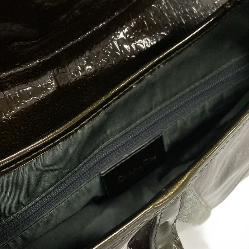 Dior/christian Dior Shoulder Bag Double Saddle Bag Dark Brown And Khaki Gold