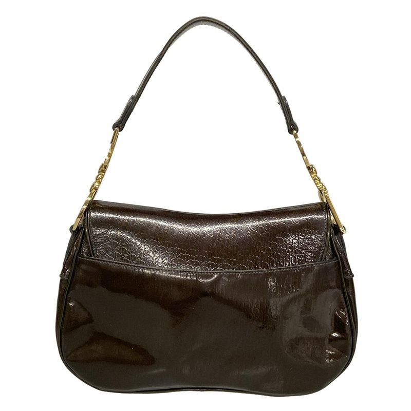 Dior/christian Dior Shoulder Bag Double Saddle Bag Dark Brown And Khaki Gold