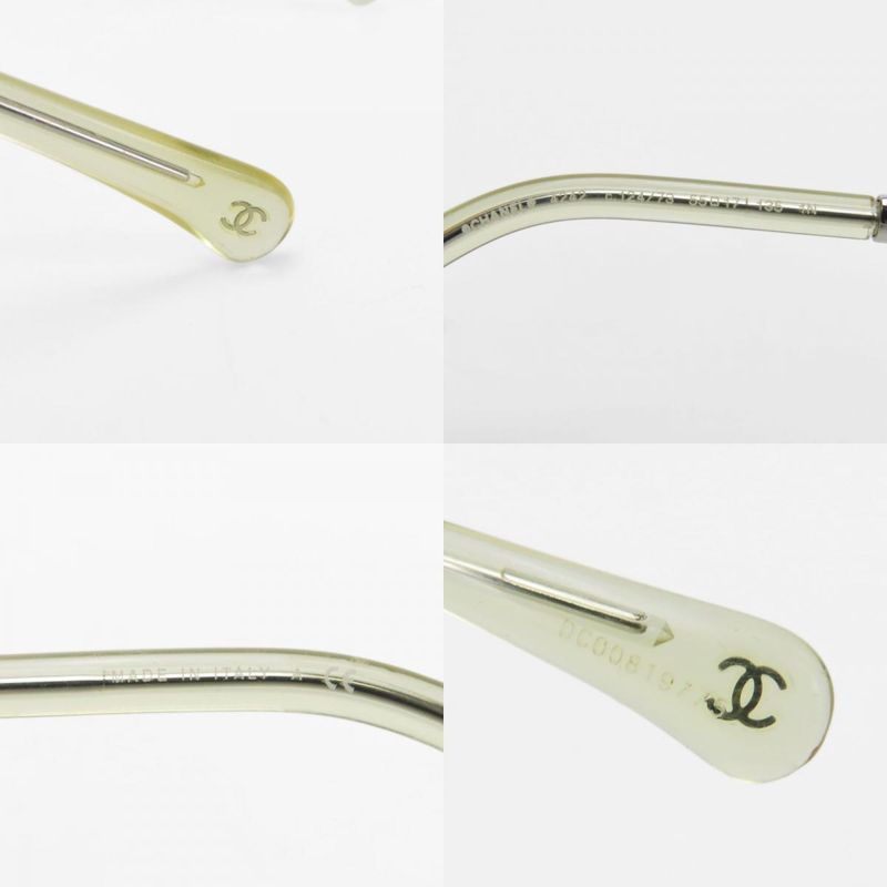 Chanel Sunglasses 4242 Pant Shape Metal Brownish Silver Chain 55□17 135 Ladies