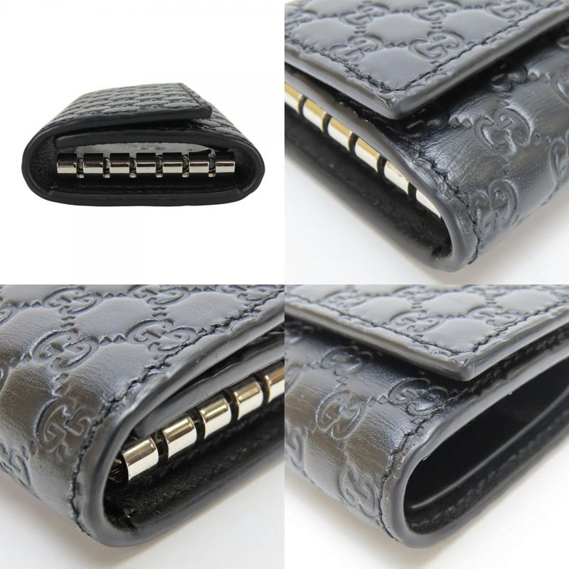 Gucci Key Case 150402 6-stacks Cima Leather Black Micro Guccissima Small