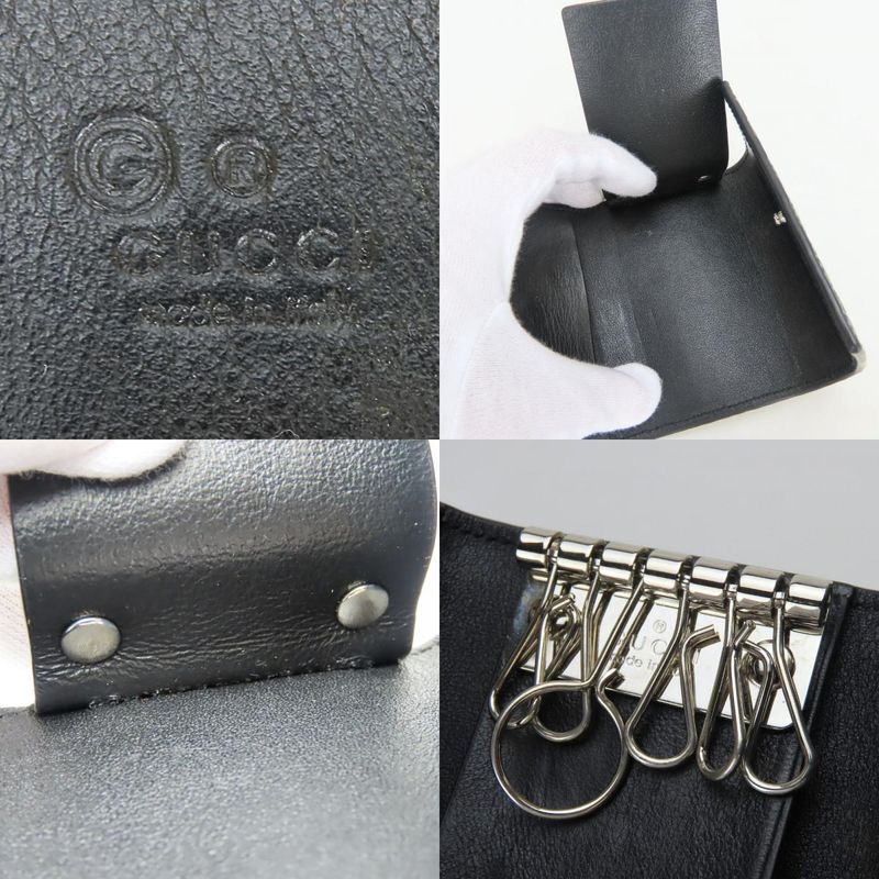 Gucci Key Case 150402 6-stacks Cima Leather Black Micro Guccissima Small