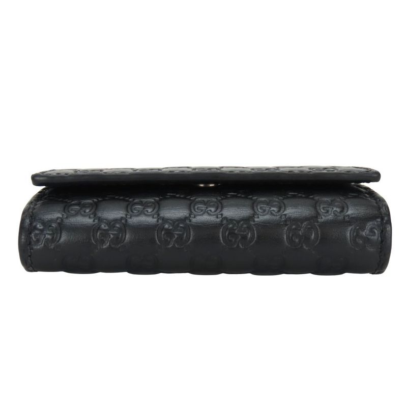 Gucci Key Case 150402 6-stacks Cima Leather Black Micro Guccissima Small