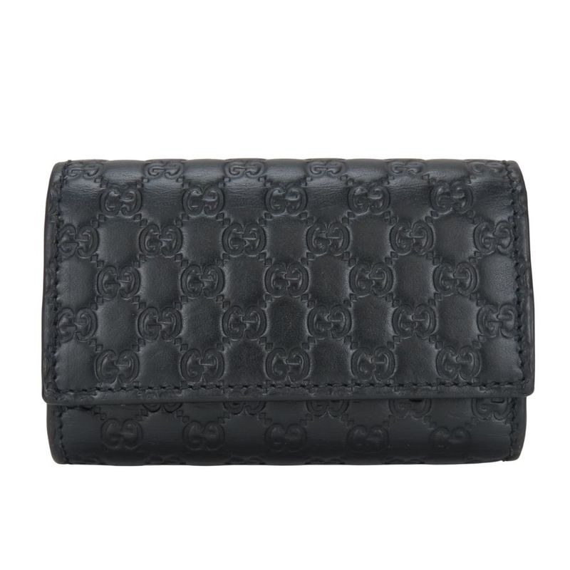Gucci Key Case 150402 6-stacks Cima Leather Black Micro Guccissima Small