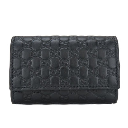 Gucci Key Case 150402 6-stacks Cima Leather Black Micro Guccissima Small