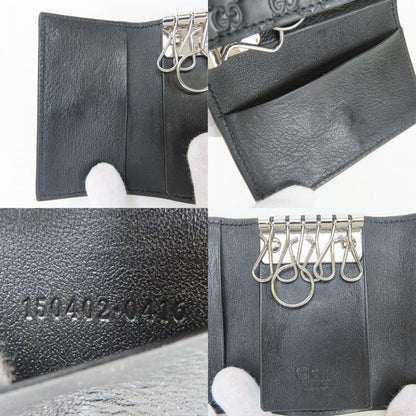 Gucci Key Case 150402 6-stacks Cima Leather Black Micro Guccissima Small