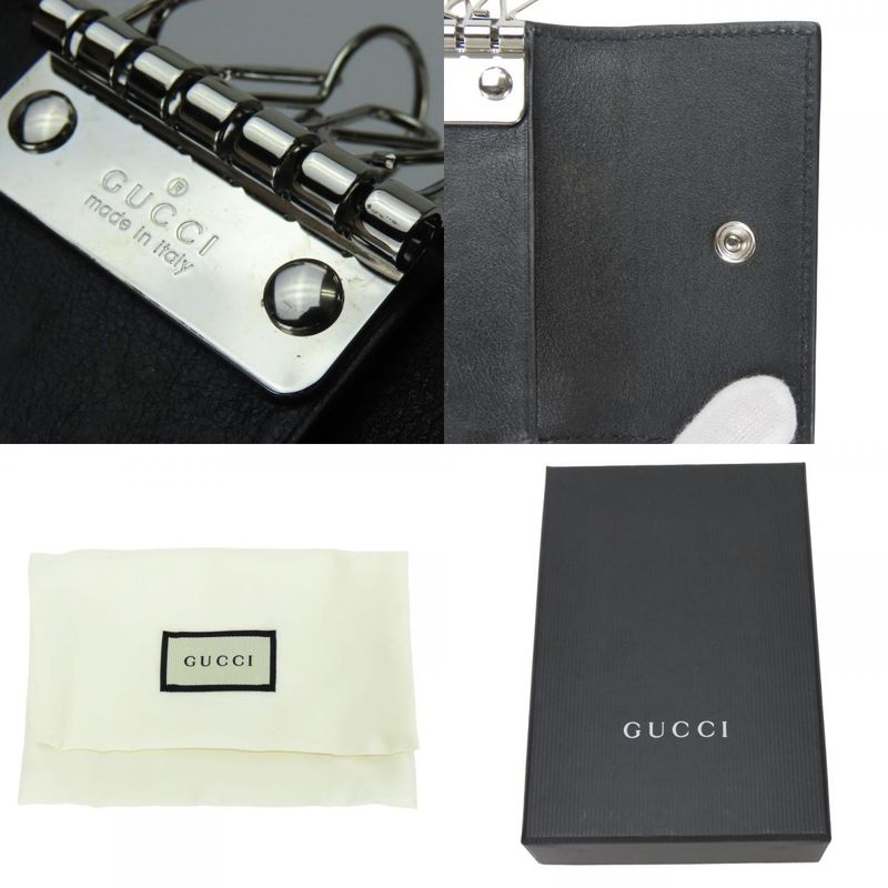 Gucci Key Case 150402 6-stacks Cima Leather Black Micro Guccissima Small