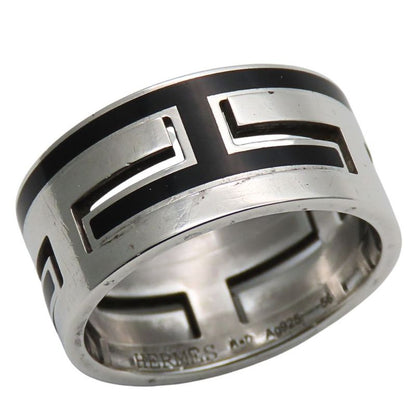 Hermes Ring - Ring Move Ash 56 Silver 925 Approx 7.8g Silver Black Accessories
