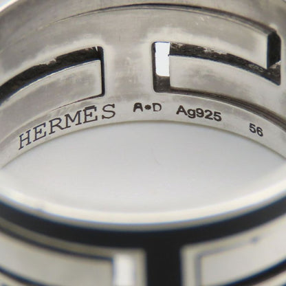 Hermes Ring - Ring Move Ash 56 Silver 925 Approx 7.8g Silver Black Accessories