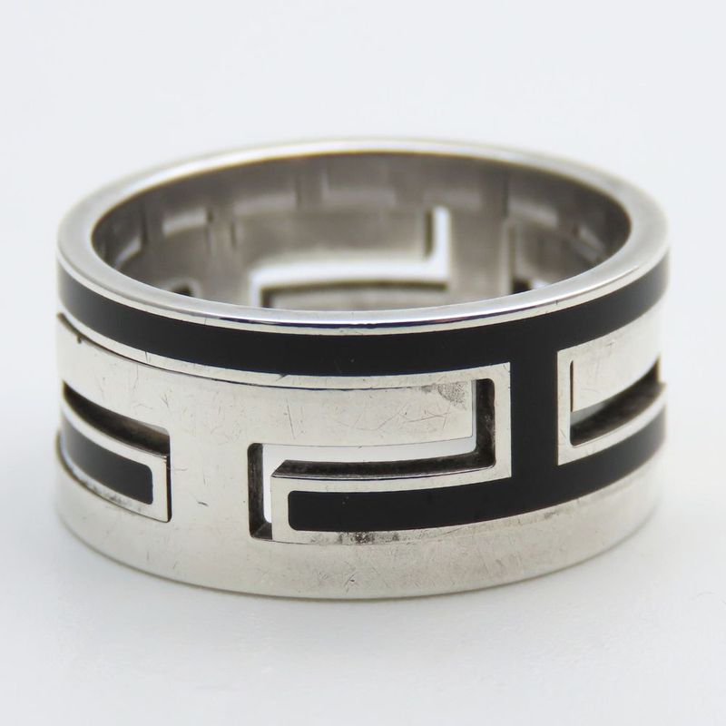 Hermes Ring - Ring Move Ash 56 Silver 925 Approx 7.8g Silver Black Accessories